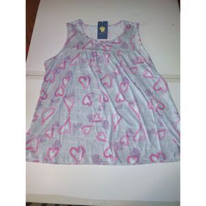 Woman's Tank top and Shorts Pajamas, Gray with pink hearts, Size: XXL